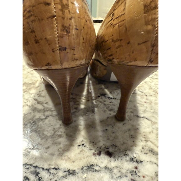 Naughty Monkey Heels Womens 8 Cork Cheetah Print Fuzzy Pointed Toe - Picture 5 of 8